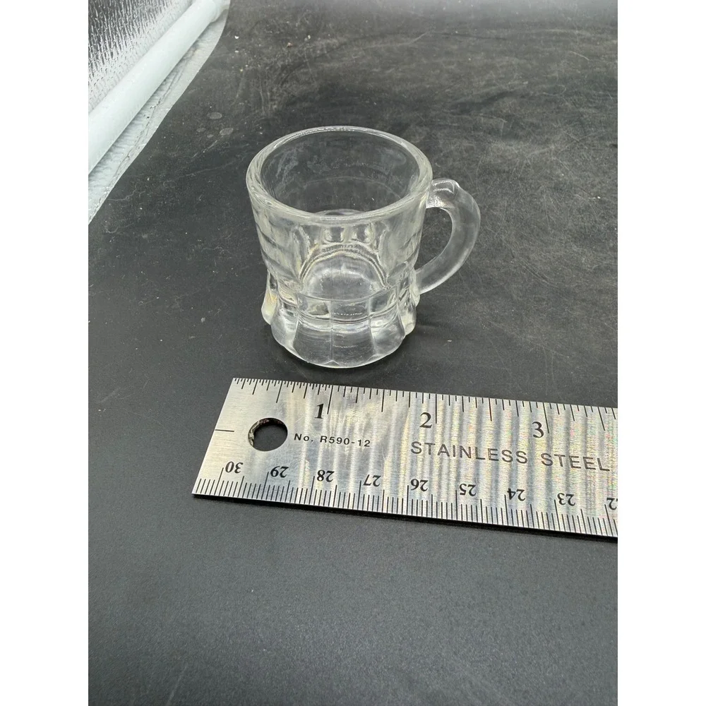 Vintage Clear Glass Miniature Beer Mug Shot Glass Paneled Stein Design 2 Inch